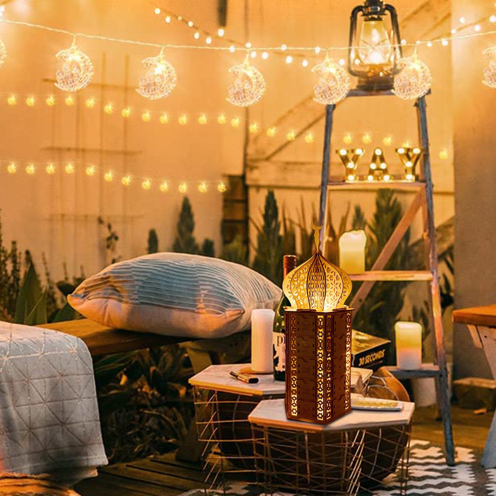 Wooden Ramadan Calendar Eid DIY Wooden Countdown Calendar Cabinet Countdown To Eid Al-Fitr Ramadan Calendar Decoration