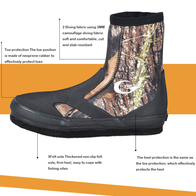 Oulylan-Bottes de plongée en néoprène pour homme et femme, chaussures de pêche imperméables et résistantes à l'usure, 5mm