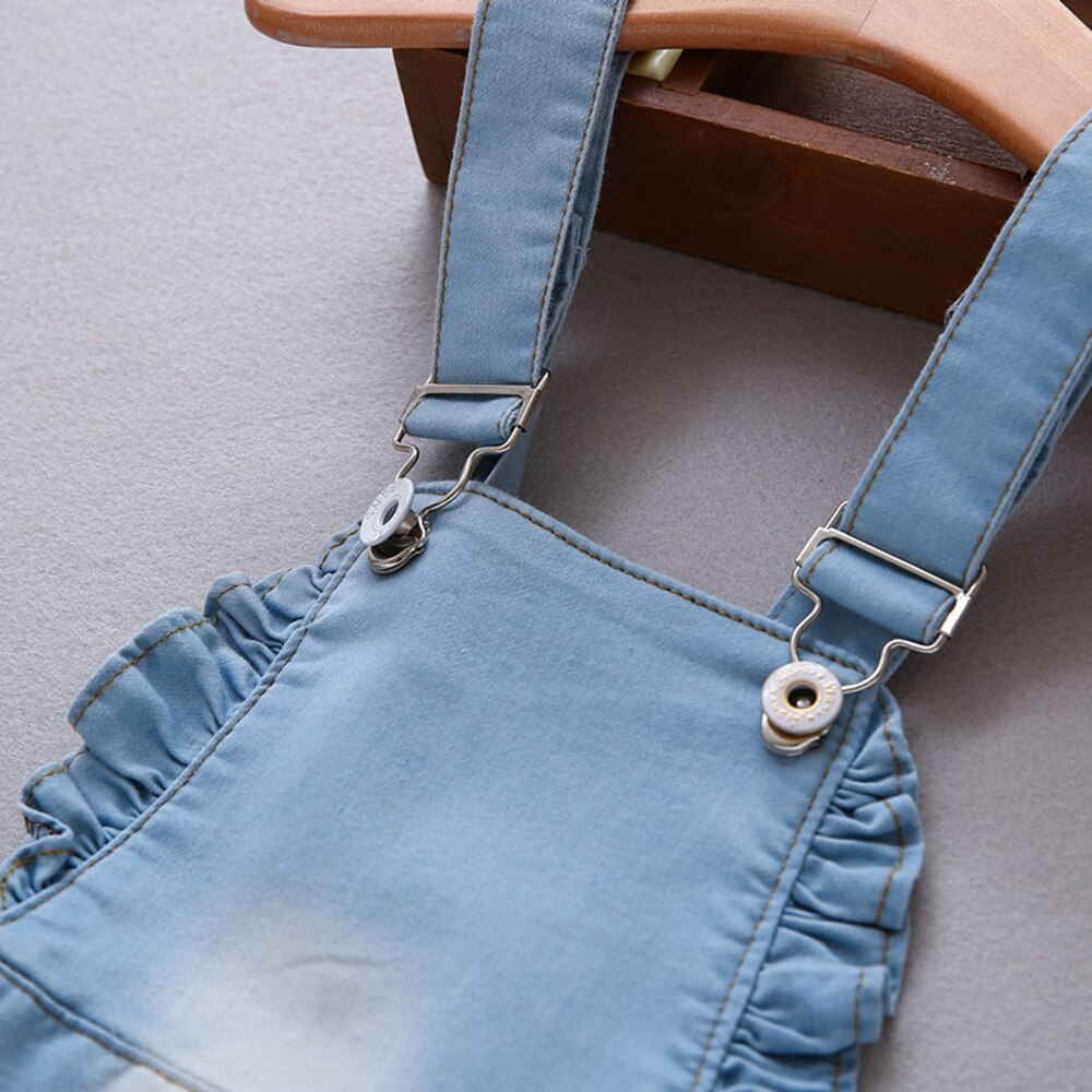 Chumhey 1-5T Summer Baby Girls Clothing Kids Overalls Lace Denim Suspender Bib Skirts Cute Toddler Straps Skirt Bebe Clothes 2 3