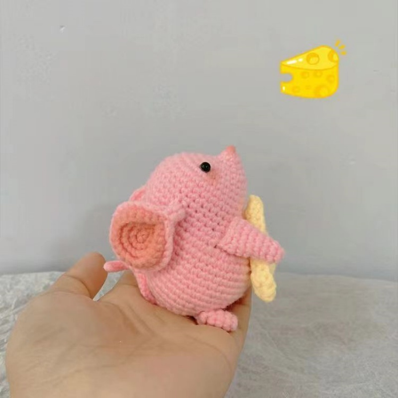 Tricot fait à la main bricolage artisanat souris poupée de dessin animé porte-clés décoratif Kit de Crochet pour les débutants adultes apprendre au Crochet matériel Kit
