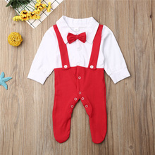 Infant Clothing Baby Boy Kids Party Long Sleeve Romper Jumpsuit Strap Shirt Bib Pants Clothes