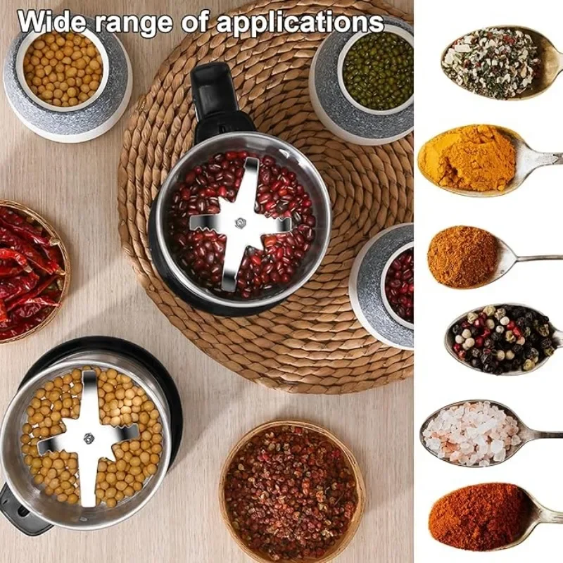 500ml elektriske kaffekværne i rustfrit stål med 4 blade og kaffebønnekværn, bærbart håndtag, multifunktionel krydderikværn til hjemmebrug