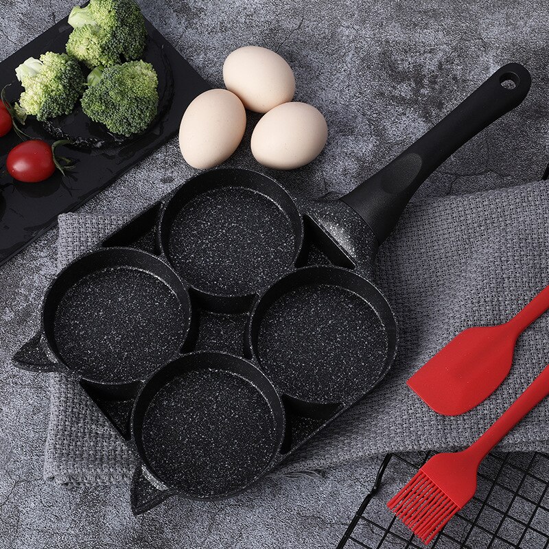 Innovativ non-stick æggepande med 4 huller stegt æg pande delt spejlæg pandekager æggekoger hamburger pande køkkenværktøj