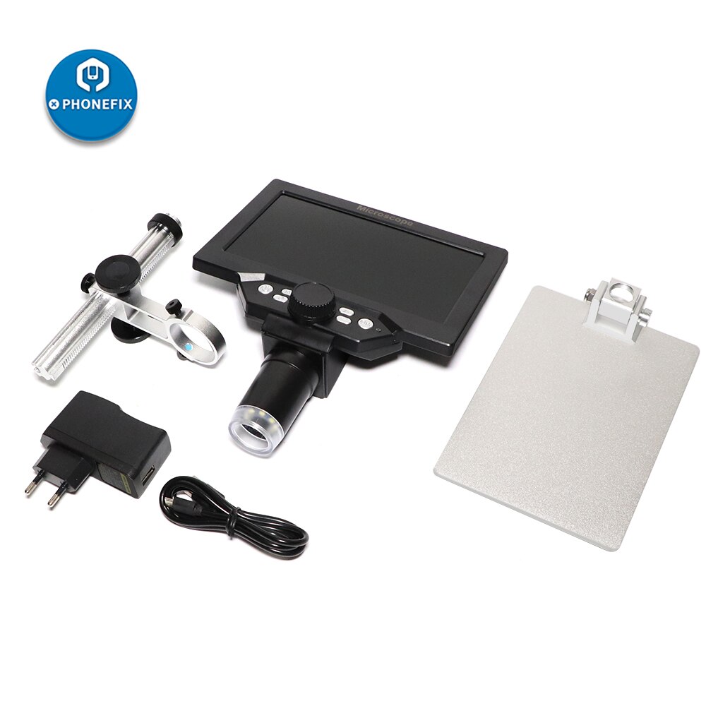 G1200 Electronic Digital Microscope 1200X 12MP 7 Inch HD LCD Microscopes Continuous Amplification Magnifier phone PCB Soldering