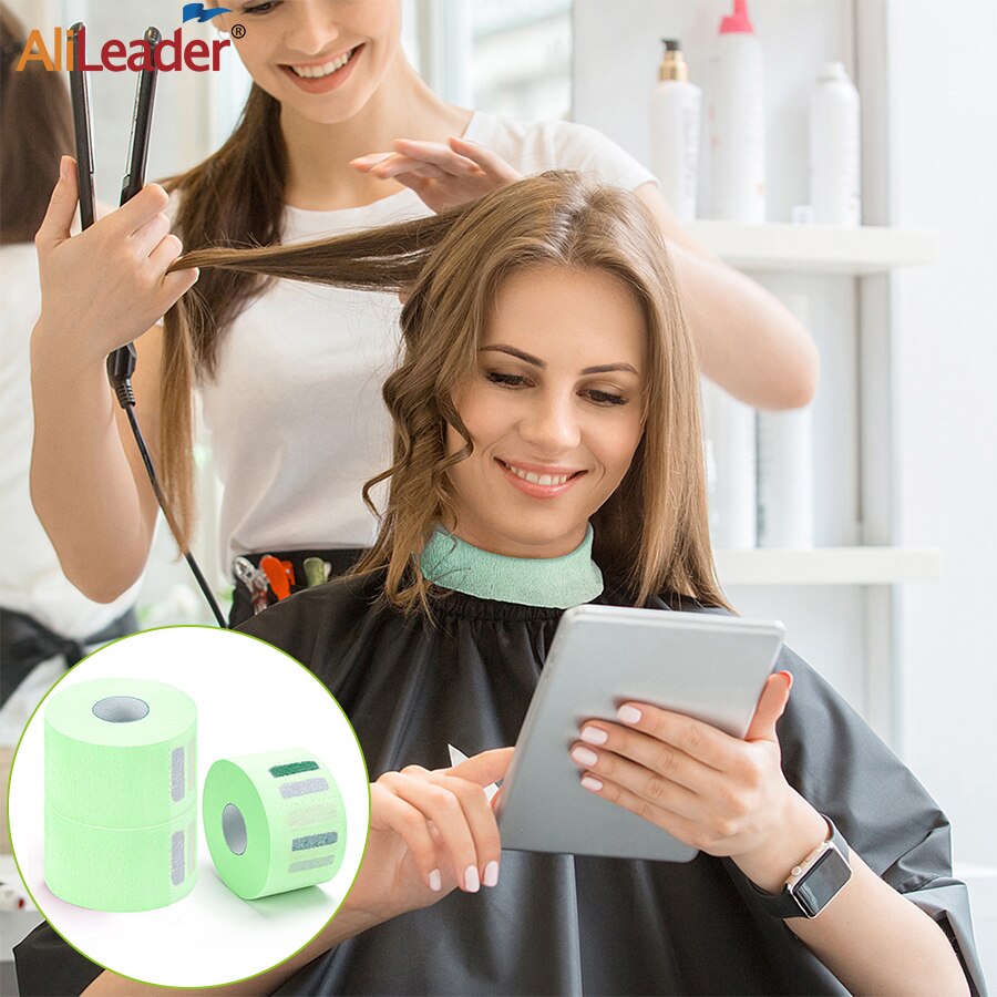 Alileader 1 rollo desechable papel para cuello blanco o negro elástico banda de papel de proteger el cuello de peluquería de herramienta