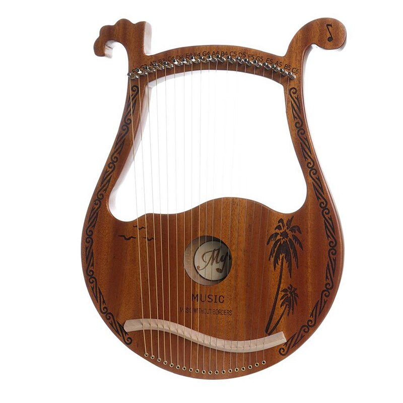 Cute Deer Head Shape Lyre Harp, Portable Mahogany Wood 19 Strings Harp With Tuning Stick for Kids Music Lovers Beginners: Default Title