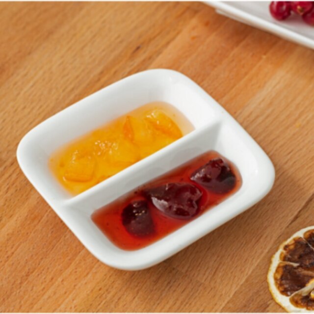 Porcelain Jam Plate Special Sauce Snack Serving Bowl 100% Bone Chine Porcelain Breakfast Plate Turkish Made Porcelain: 2 jam bowl(square)