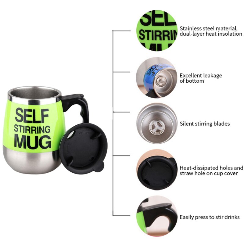Electric Self Stirring Coffee Mug Automatic Self Mixing Spinning Insulated Smart Stainless Steel Home Mixer Milk Whisk Cup
