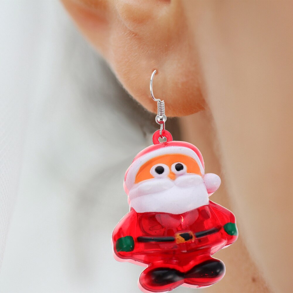 4 Pairs of Christmas Earring Decor LED Earrings Cartoon Earrings Light Up Earring Earrings for Girl Lady Women Xmas