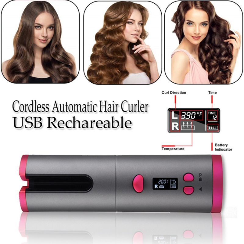 neue kabellos Haar wanken USB Ladung Haar Curler LCD Anzeige Auto Rotierenden Styling Werkzeug mit Timer Funktion Universal-