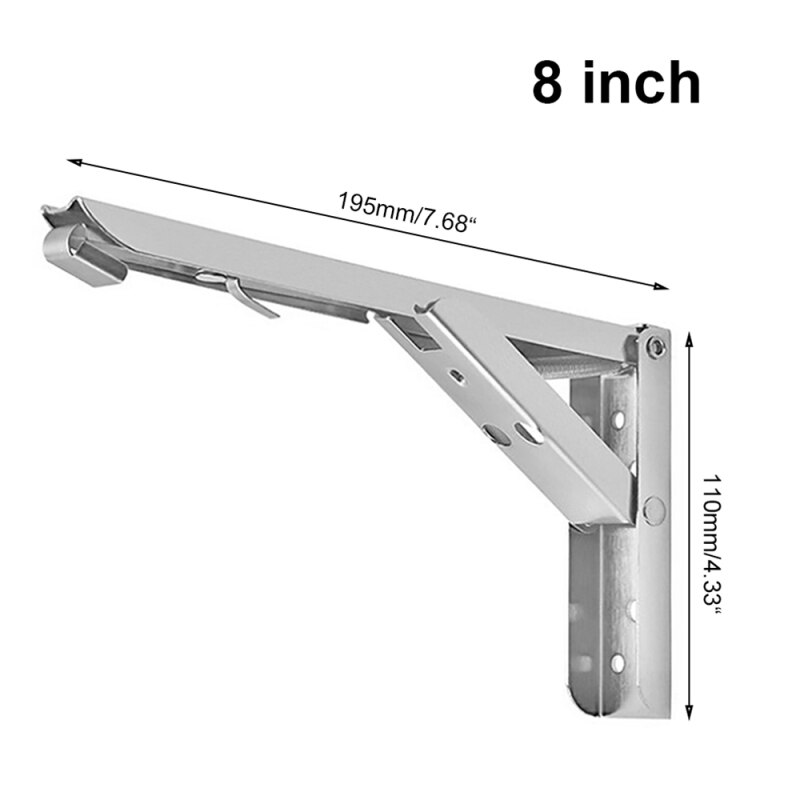 2PCS Metal Release Catch Support Bench Table Folding Shelf Bracket 8/10/12/14 Shelf Bracket Stainless Steel Hardware: 8 inch