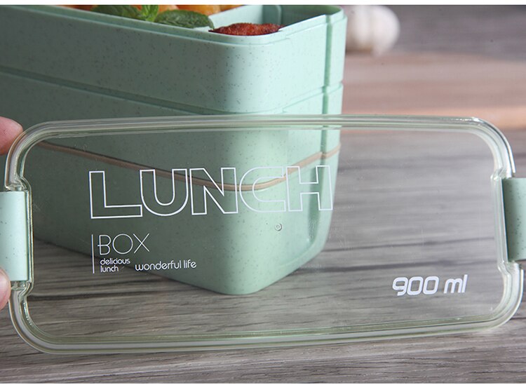 Plastic Lunch Box Portable 3 Layer Healthy Food Container Microwave Oven Lunch Bento Boxes Eco Friendly Lunchbox 900ml