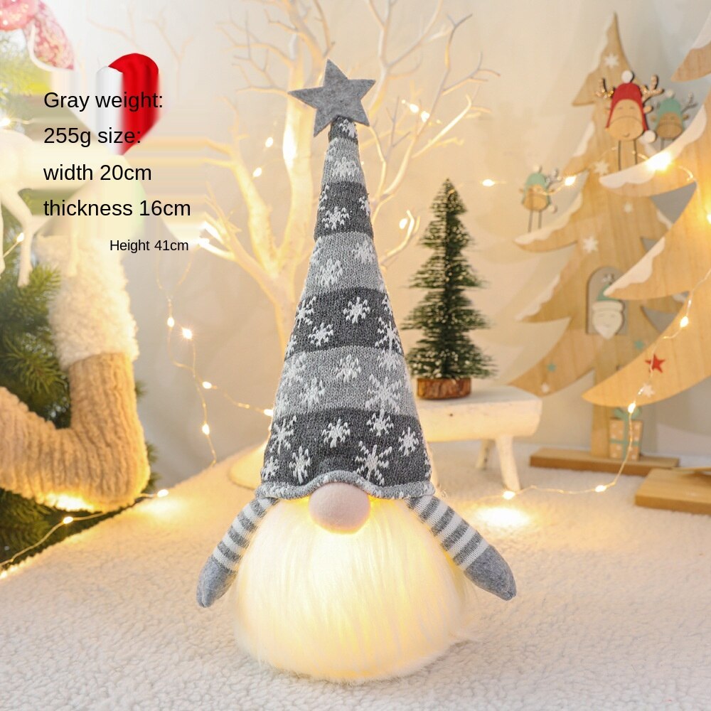 Led ljus randig keps ansiktslös docka jul glödande docka leksaker med stickad mössa xmas gnome svensk dekoration barn