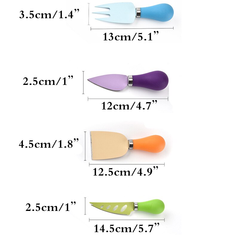 1 einstellen 4 stücke Edelstahl Messer Barde einstellen Eiche Griff Käse Messer Bausatz Küche Kochen Werkzeuge Nützlich Zubehör