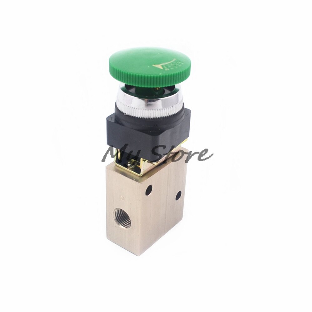 Pneumatic switch 1/4" PT Green Mushroom Button 3 2 Way Pneumatic Mechanical Valve JM 322PB
