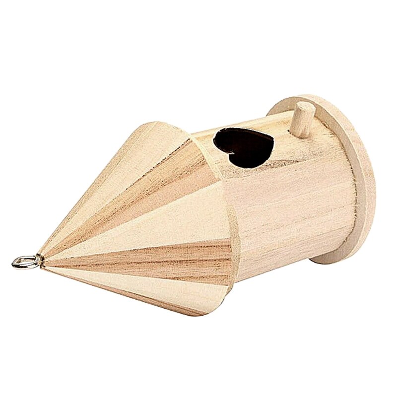 Natural Wooden Bird House Hanging Nest Outdoor Garden Cage Outdoor Resting Place Shelter Habitat for Small Bird