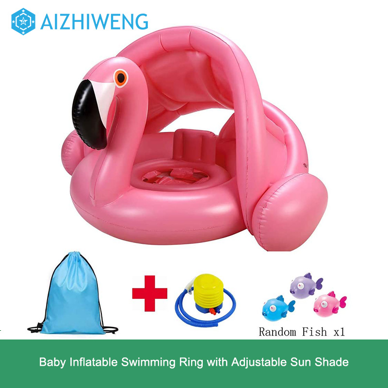 Baby Zwembad Float,Baby Opblaasbare Zwemmen Ring Met Verstelbare Zonnescherm