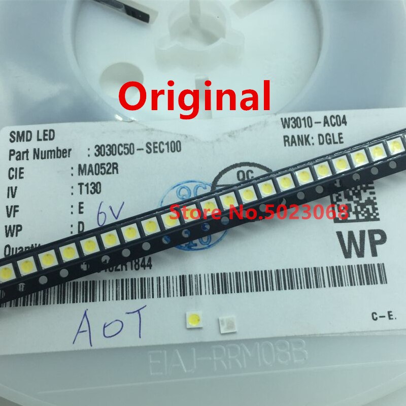 100 st smd led 1.5w original för aot 3030 kallvit 6v för lextar smd led diod tv bakgrundsbelysning lcd underhållslampa pärlor