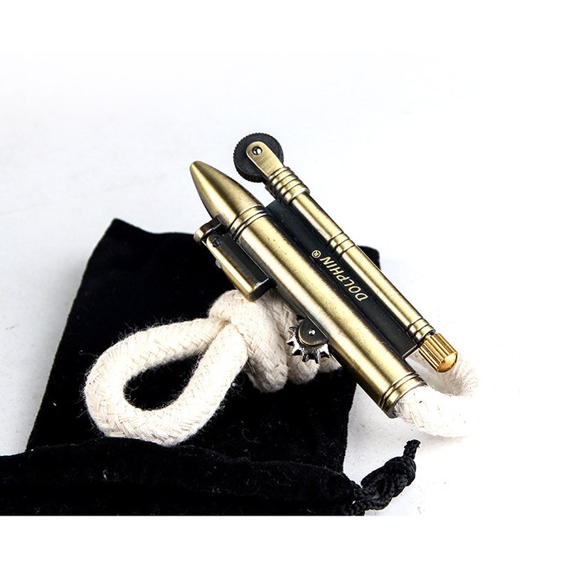 Briquet à flamme métallique rétro , vieux Kerosene avec corde en coton, nouveauté Gadget militaire: 1
