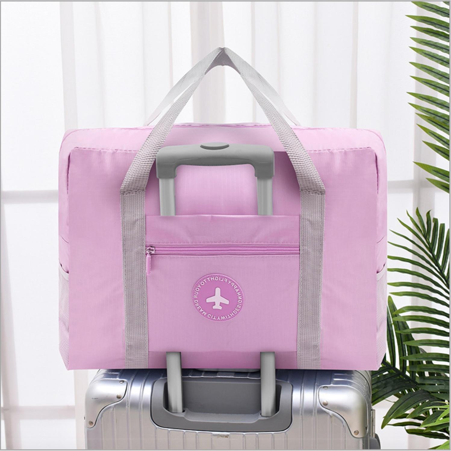 Waterdichte Dikke Oxford Reizen Opvouwbare Tas Grote Capaciteit Bagage Handtas Opbergtas Kan Set Trolley Case Draagbare Boardingtas: Roze