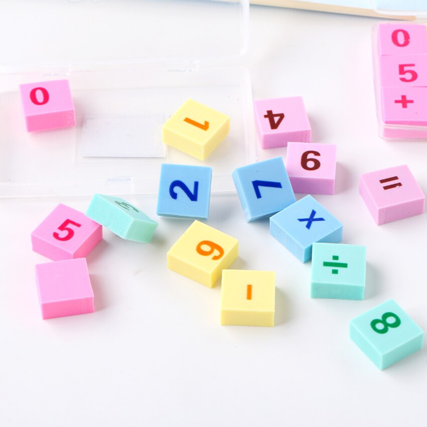 15 unids/set números de matemáticas lápiz borradores niños educación juguetes colorido borrador corrección papelería palabras dibujo limpiar