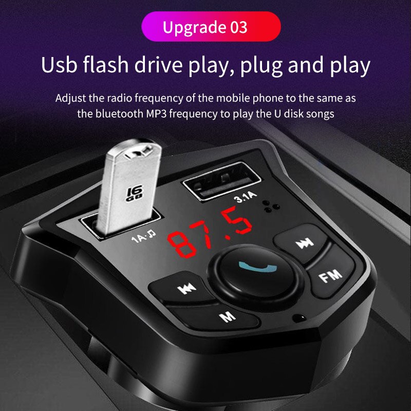 Dual Usb-poorten Autolader Digitale Screenvoice Uitzending Universele Draagbare Mobiele Telefoon Auto-Oplader Voor 12-24 V auto 'S