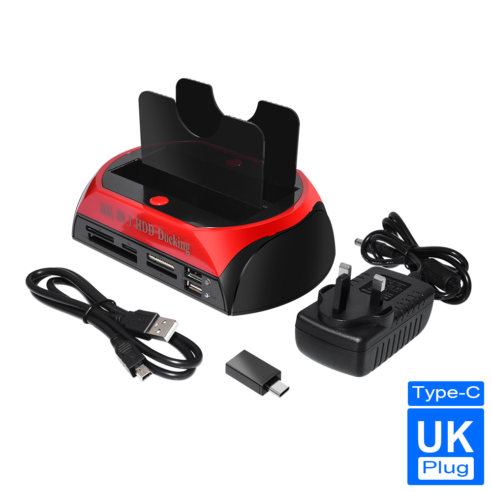 2 IDE 1 SATA USB2.0 Typ C Dual Externe Festplatte 2,5 Zoll 3,5 Zoll Dockingstation One Touch Backup OTB HUB Reader: Minze