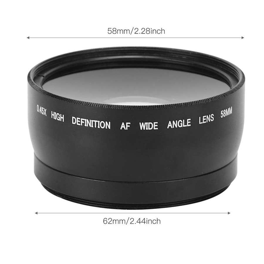 Piezas de lente para videocámaras JSR y #8209 1151 avanzado 58MM 0 45X lente Macro gran angular compatible con todas las cámaras de 58MM de diámetro