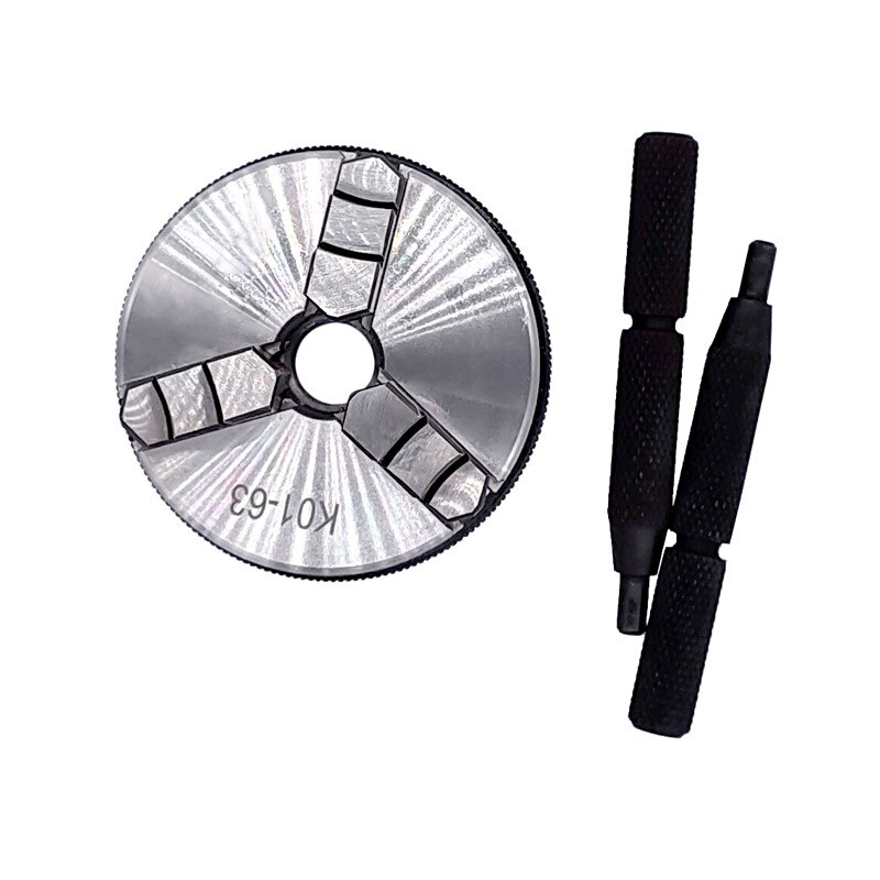 K01-63 svarv mini chuck 3 käftar träbearbetning hand chuck med monteringsgänga skruvstång självcentrerande svarv chuck verktyg 63mm