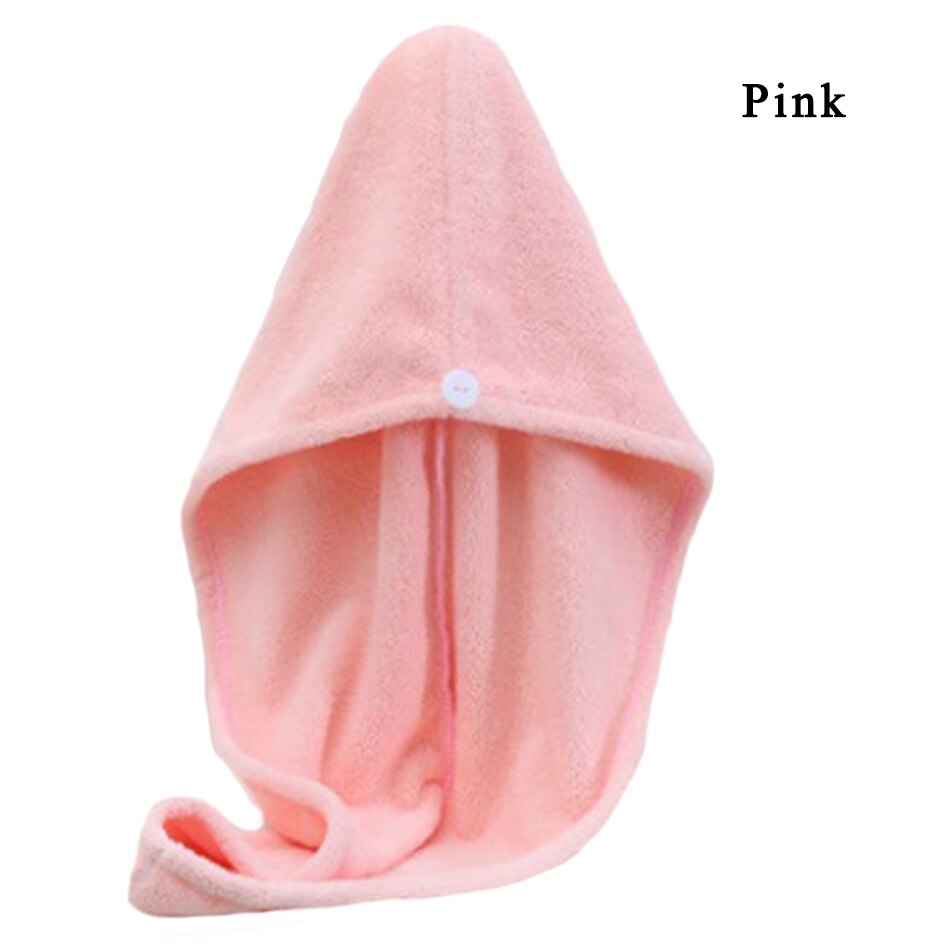 Microfiber Wisp Dry Head Hair Towel for Women Adult Bathroom Absorbent Quick-Drying Bath Thicker Shower Long Curly Hair Cap: Pink