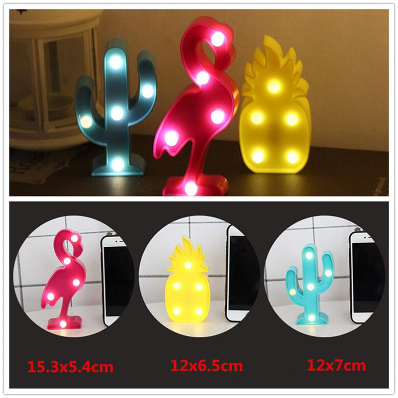 Glorystar 3d tecknad ananas/flamingo/kaktus modellering nattlampa led lampa hemkontor dekoration