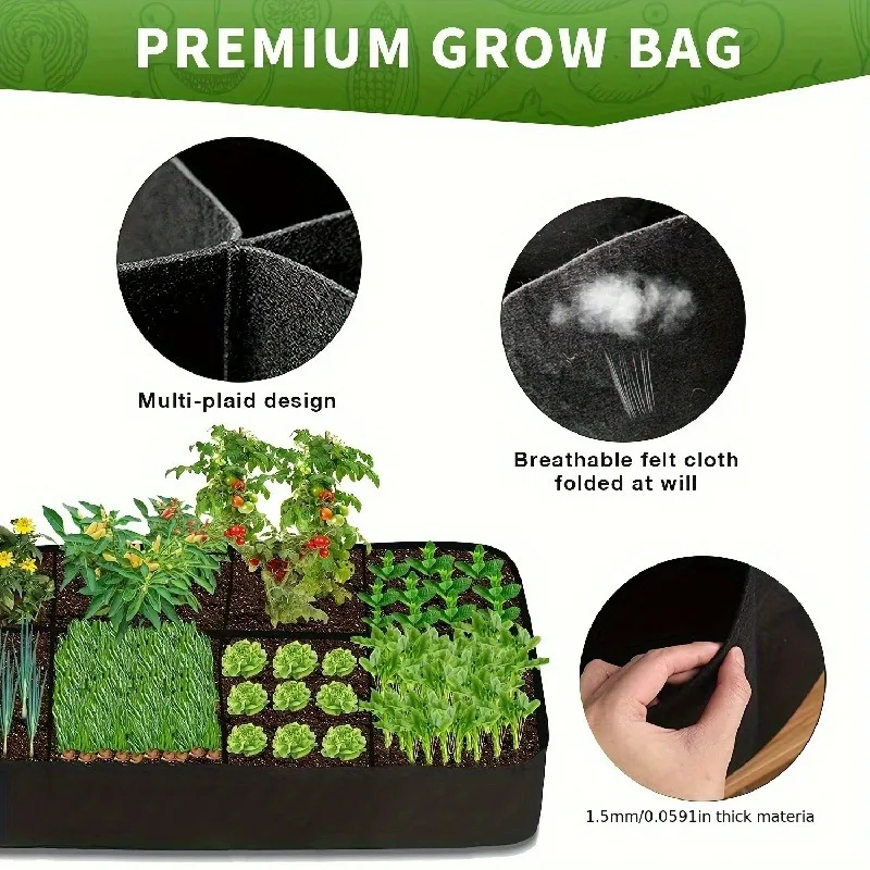 1 paquete, cama de jardín, bolsas para cultivo de plantas de 128 galones y 8 rejillas, macetero transpirable, camas elevadas para cultivo de verduras y patatas Flo