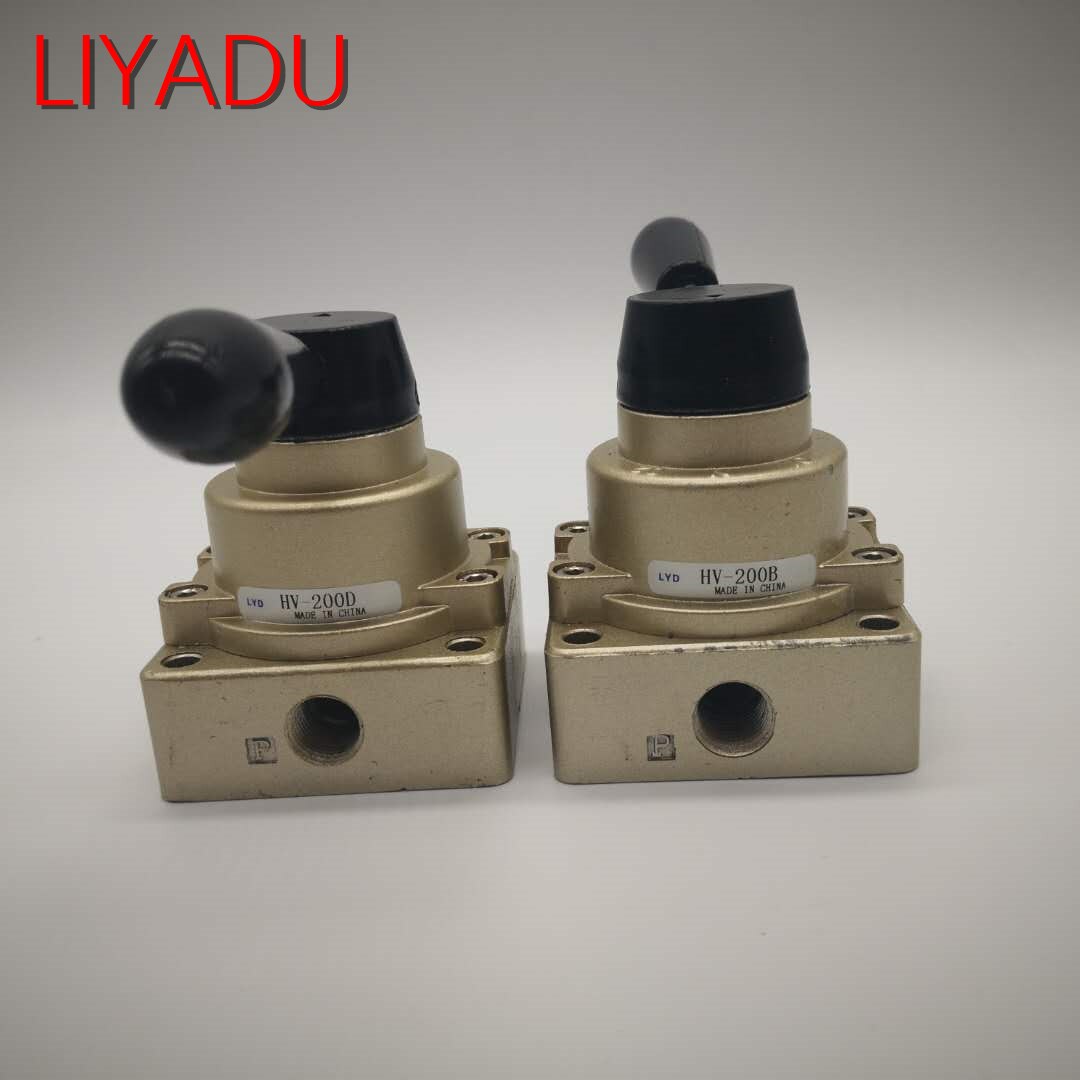 HV-200D HV-200B RC1/4 Pneumatic Hand Switch Valve Manual Operated Valve 3 Positions 4 Ways
