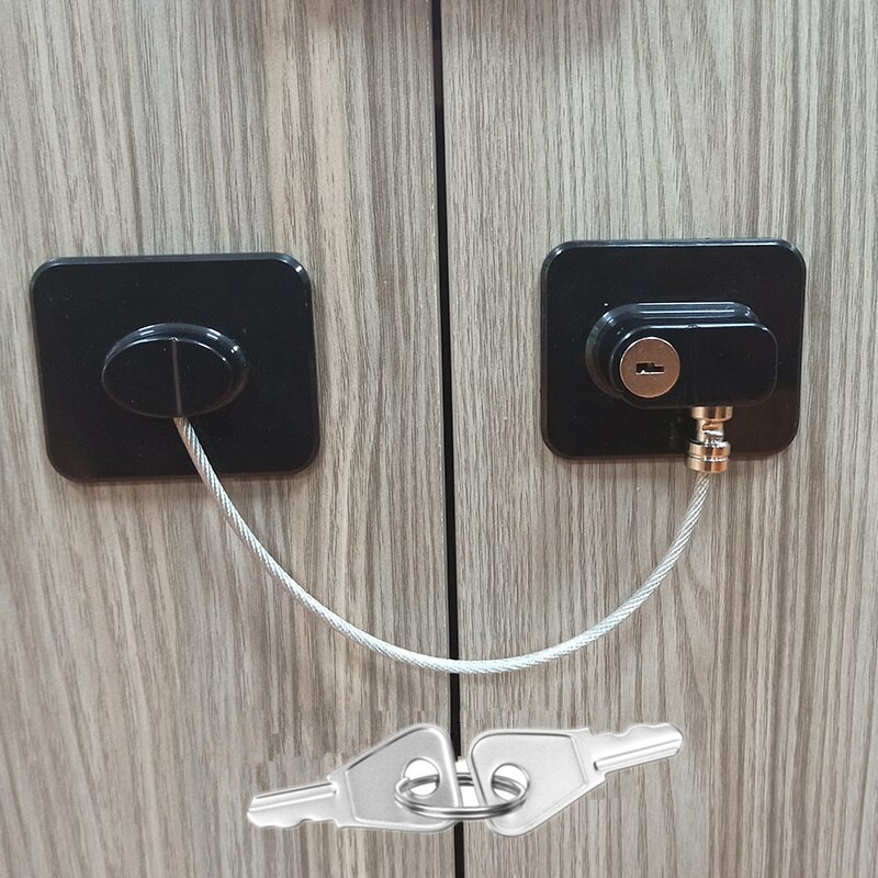 Sterke Lijm Koelkast Sloten Dorm Vriezer Deur Kind Veiligheid Kabinet Opening Beveiliging Kabel Slot Met Sleutel Voor Kinderen Veiligheid: Square-Black