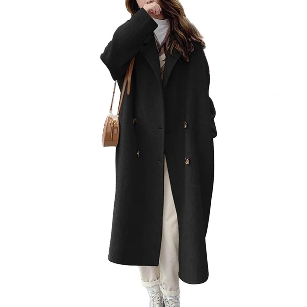 Vrouwen Wollen Jas Double-Breasted Herfst Winter Mode Losse Lange Trenchcoat Retro Losse Vrouwelijke Overjas Dames Windscherm: M / Rood