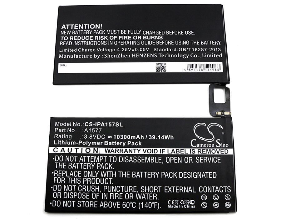 Cameron Sino 10300mAh Batterij A1577 voor Apple A1584, i-Pad Pro, i-Pad Pro 12.9