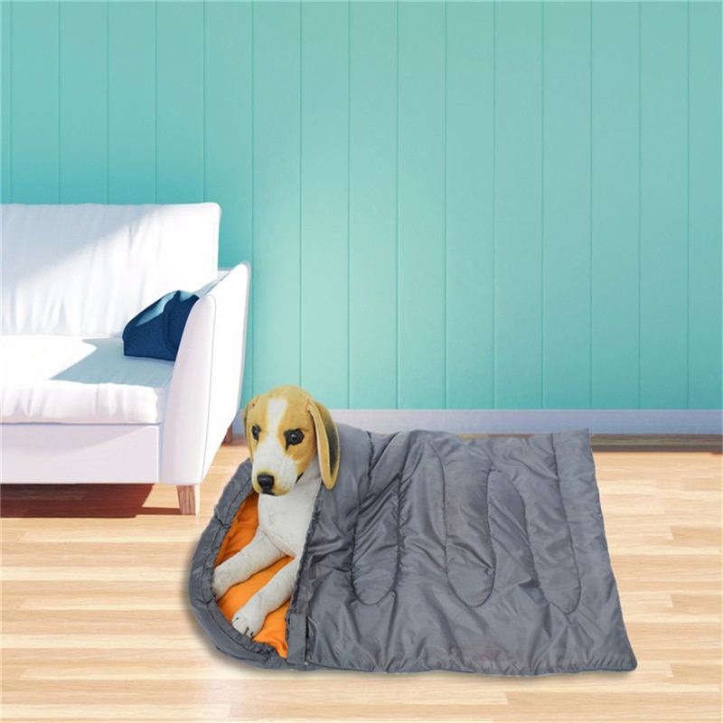 Saco de dormir para perros pequeños y grandes, estera de cama para acampar al aire libre, manta suave, cojín de tejido polar, colchón con bolsa de almacenamiento