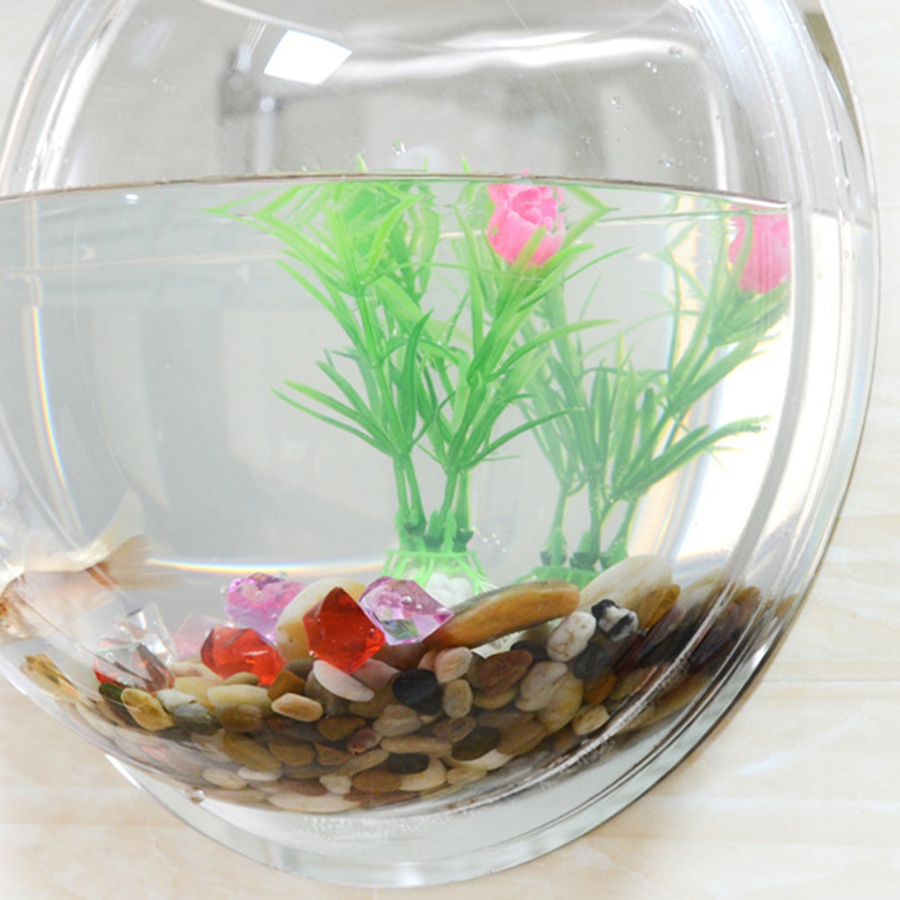 Soporte de pared acrílico para acuario, pecera con pez colgante, maceta redonda para flores, decoración de pared para el hogar