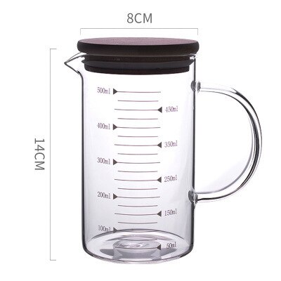 Food Grade Borosilicaatglas Melk Cups Pot Ketel Keuken Accessoires Melk Meten Melk Helder Glas Cup Kok Schaal: 500ml pot with cover