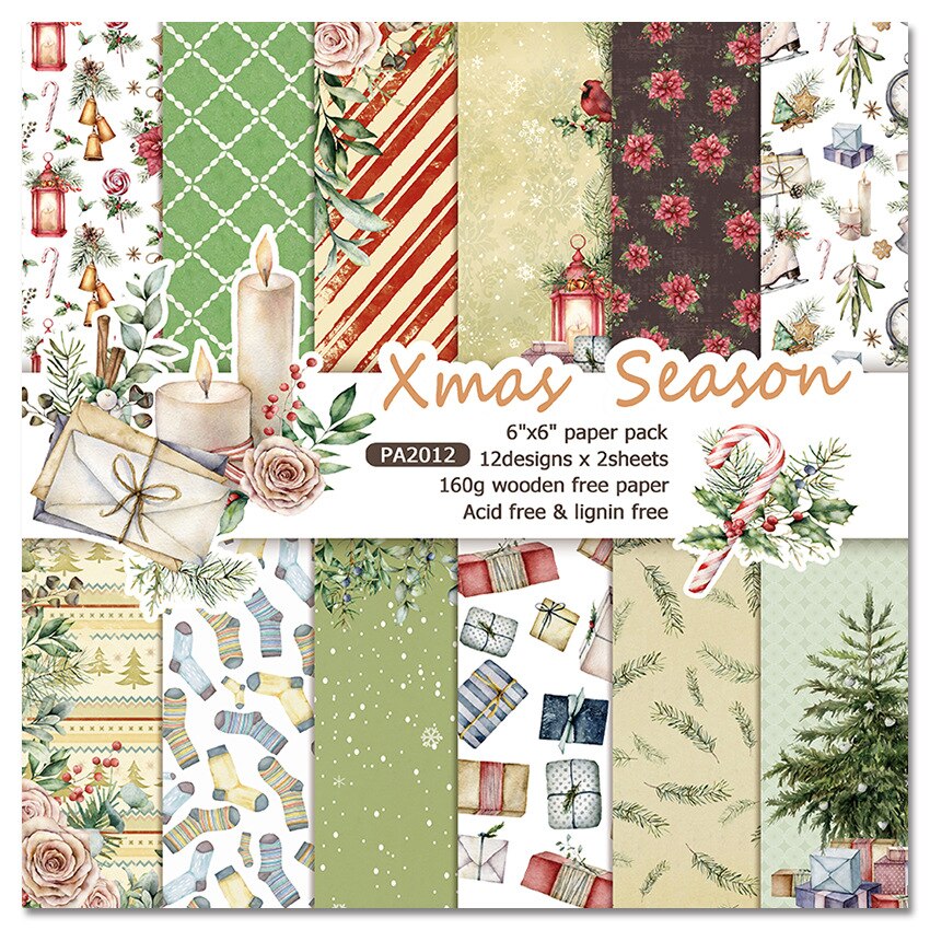 24 sheets 6"X6"the winter season Pattern Scrapbooking paper pack handmade craft paper craft Background pad