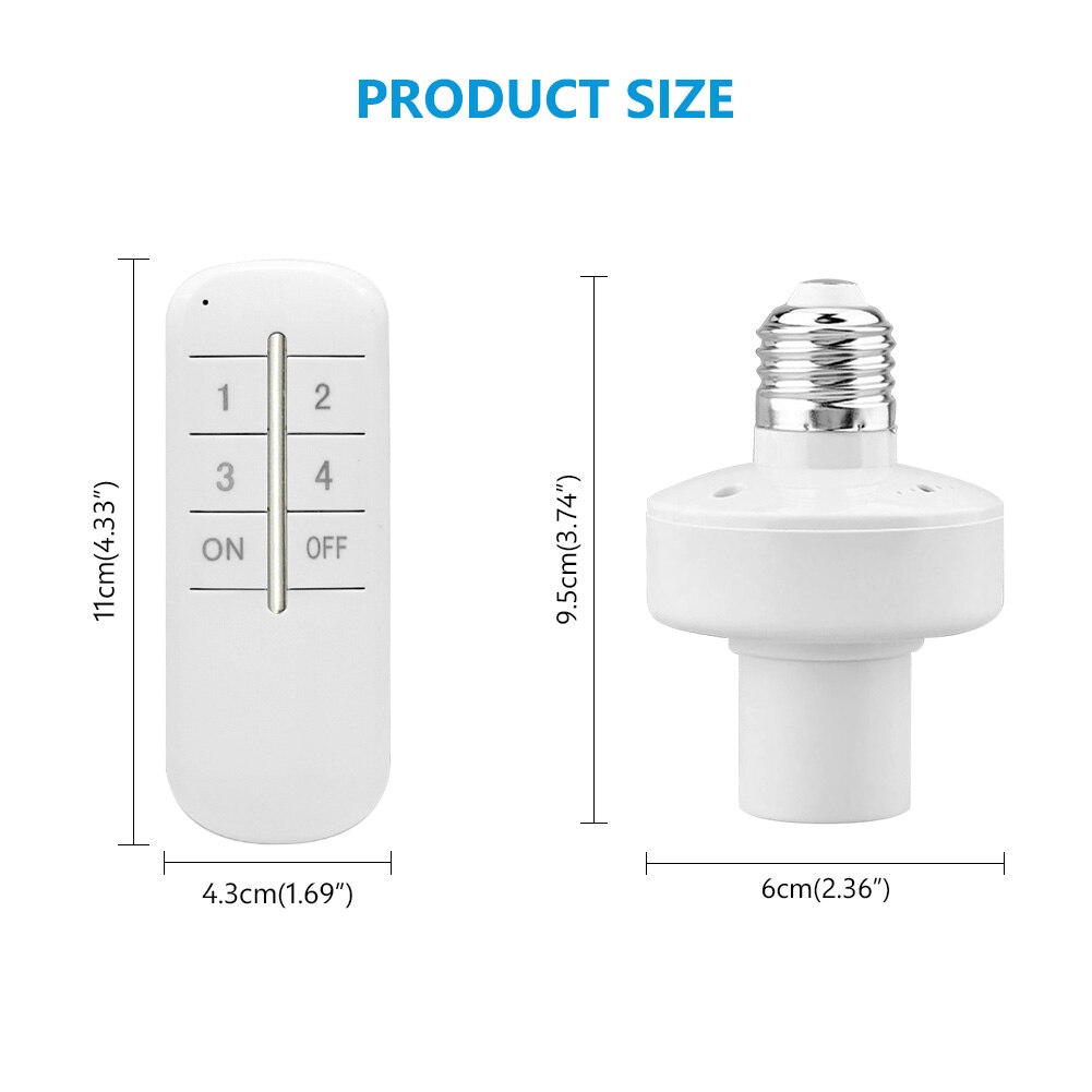 1/2/3/4 * E27 Wireless Remote Control Light Lamp base oN/off Switch Socket Holder 20M Range RC Smart Device 110V 220V