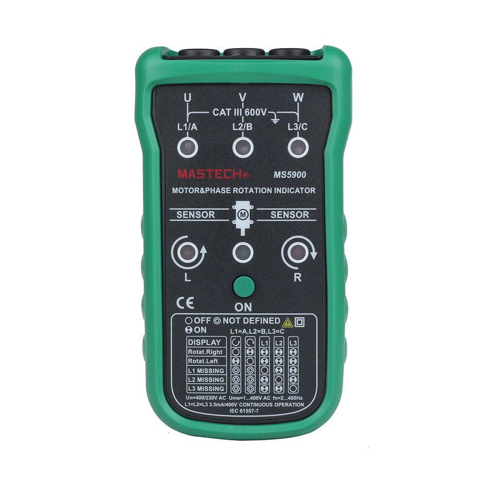 MS5900 Magnetic Field Detector Digital Display AC400V Meter Sequence Tester Motor Phase Rotation Indicator Portable Handheld