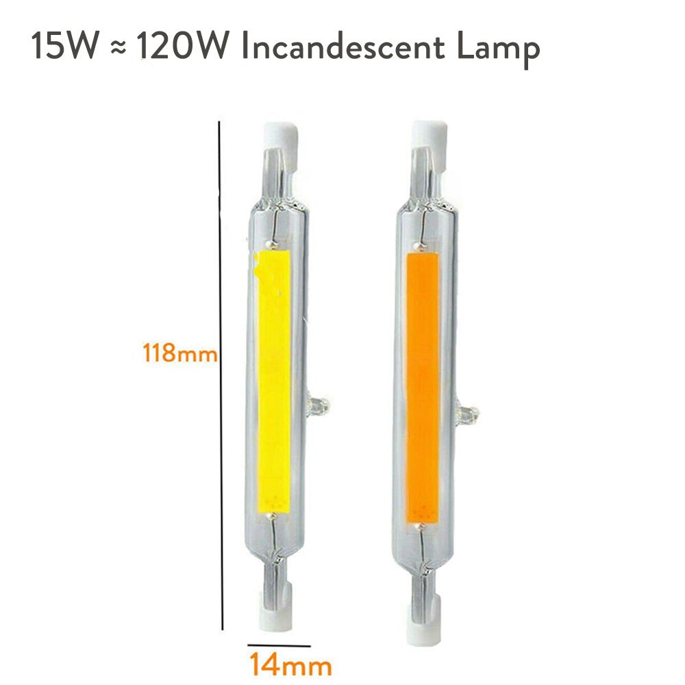 Dimmbare R7s LED J78 J118 7W 12W 15W 20W COB SMD 2835 Mais Lampen Keramik Glas rohr Licht Ampulle Ersatz Halogen Bombillas: Dimmable 118mm 15W / Warmes Weiß / 220V