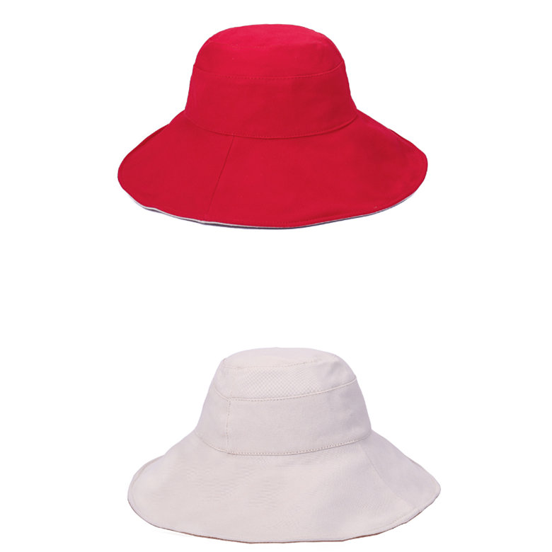 Gorros de doble cara para mujer, gorra de Sol de ala grande, sombrero de playa de verano: Rojo
