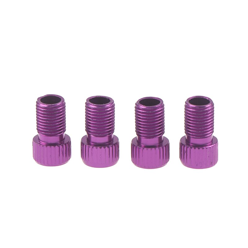 4PCS Aluminum Alloy Bike Valve Adapter Caps Bicycle Air Nozzle Road Adapters Road Racing Bike Inner Tube Tools: 4PCS PURPLE