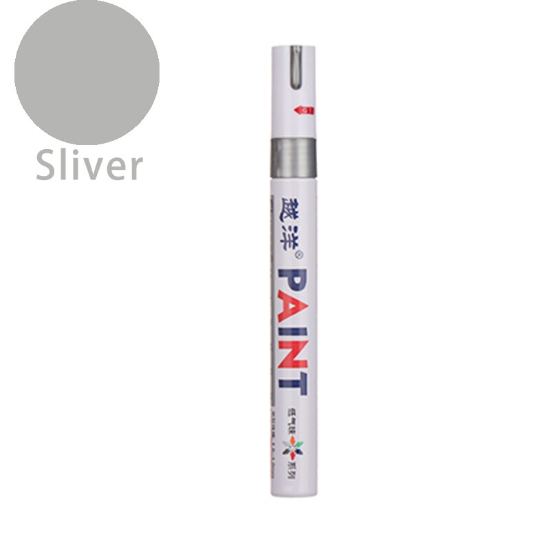 12 Colors Doodle Pen Paint Marker Pens Tyres Cars Pen Permanent Waterproof Quick-dry Oil Ink Drawing Supply Marker Craftwork Pen: Sliver
