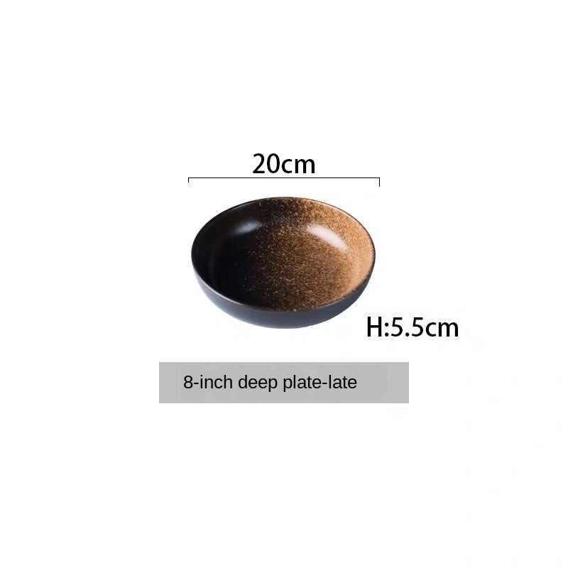 Japanese Style Ceramic Deep Dishes Household 8/10 Inch Salad Dish Dinner Plate Kitchen tableware Soup Bowl Serving Plates ZH655: color5