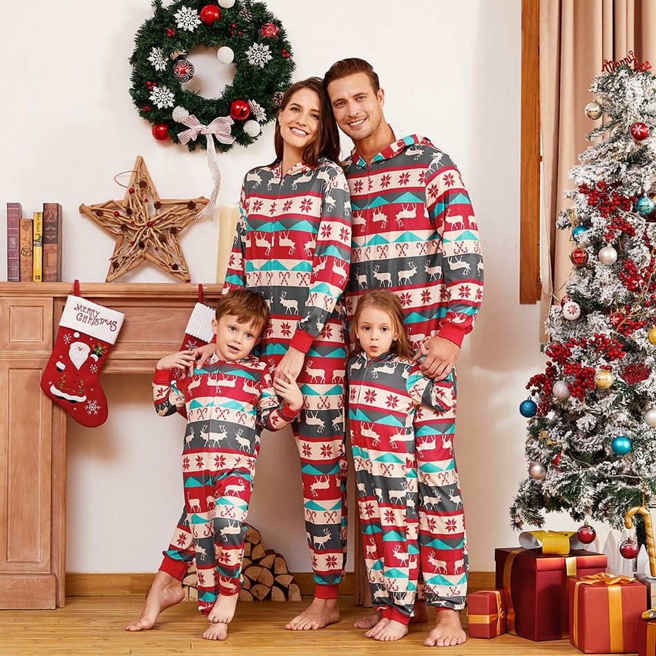 Familj jul pyjamas set för familj matchande kläder jul familj pyjamas vuxna barn pyjamas set baby romper nattkläder
