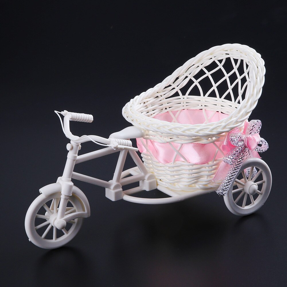 Moderne rattan trehjulet cykel kurv have bryllupsfest kontor bord vase opbevaring boligindretning soveværelse vase blomsterdekorationsværktøj: 4