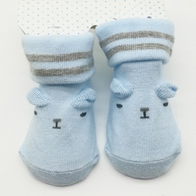 Cotton Cute Newborn Baby Socks Baby Girls Boys Anti-Slip Sock Warm Autumn Winter Infant Soft Socks Toddler Born Floor Sock: blue